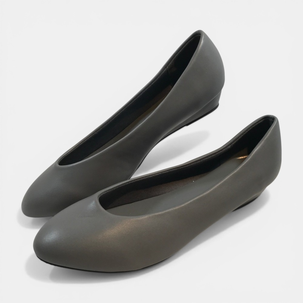Angel Steps Vegan Faux Leather Gray Slip On Shoes Womens US 14W EUC